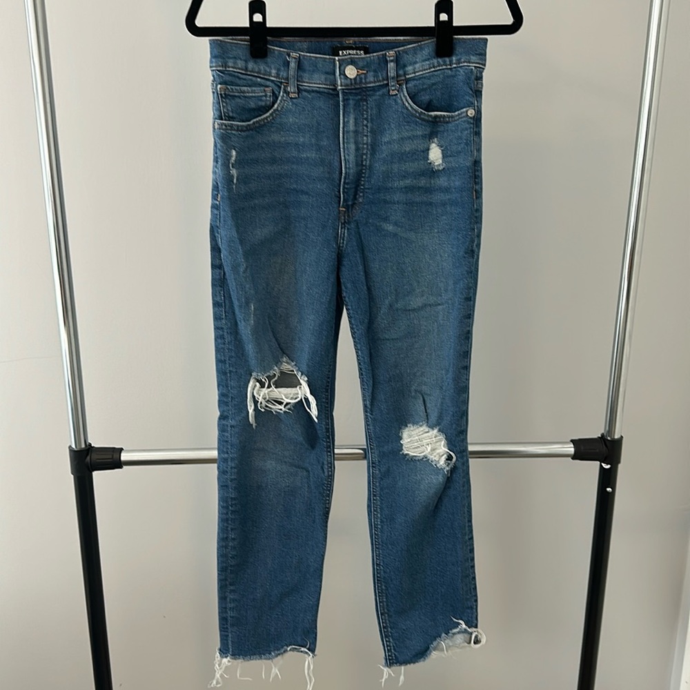 Express Distressed Mom Jean Super High Rise